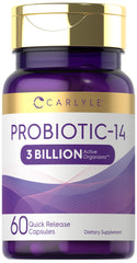 Carlyle probiotic bottle with 60 capsules for daily wellness support.