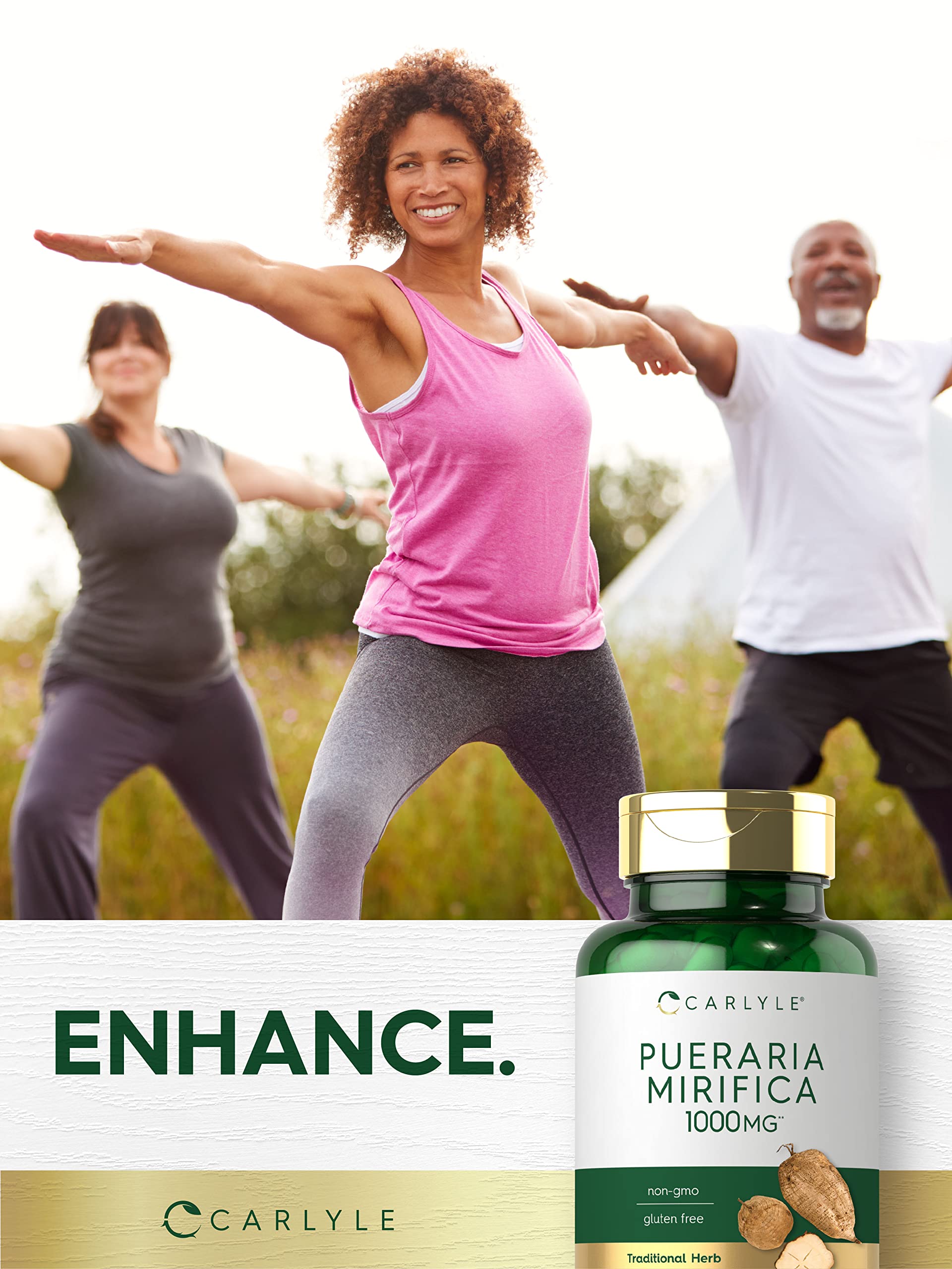 Carlyle Pueraria Mirifica bottle with cap off ready for daily use.