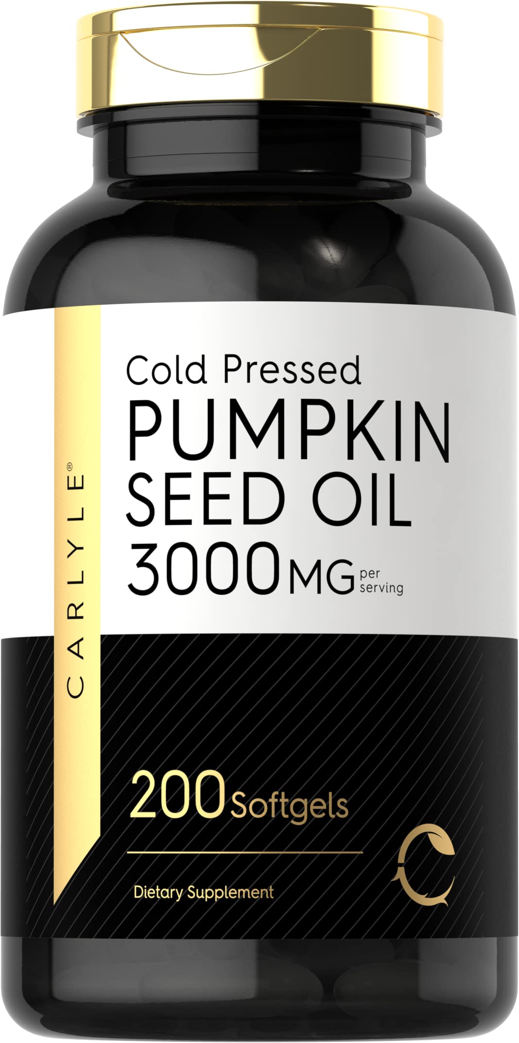 Carlyle pumpkin seed oil capsules bottle showing 3,000 mg per serving.