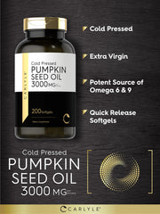 Carlyle pumpkin seed oil softgels on white background support daily omega intake.
