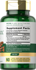 Carlyle Pycnogenol 100mg capsules close-up highlighting quick-release design.