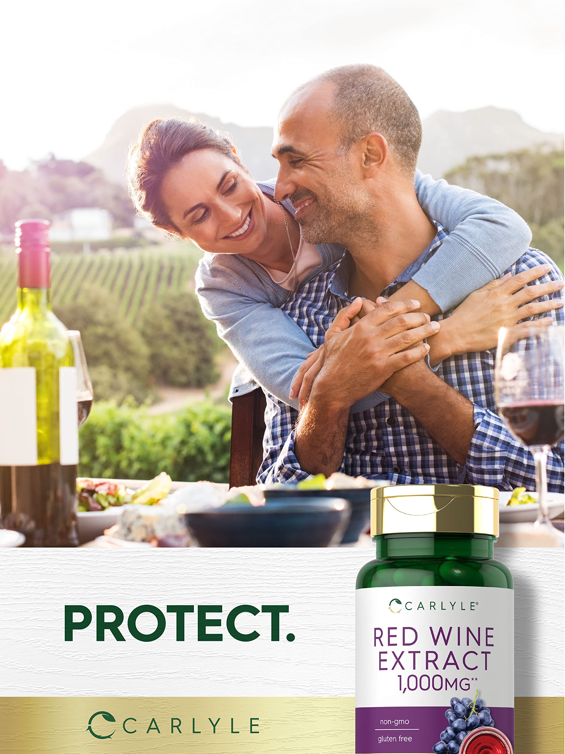 Carlyle Red Wine Extract lab-tested seal indicating quality.