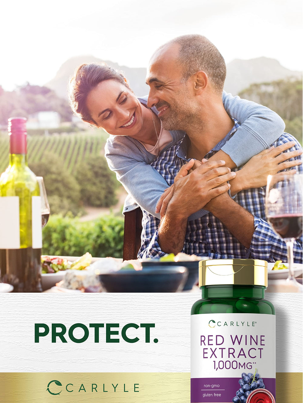 Carlyle Red Wine Extract lab-tested seal indicating quality.