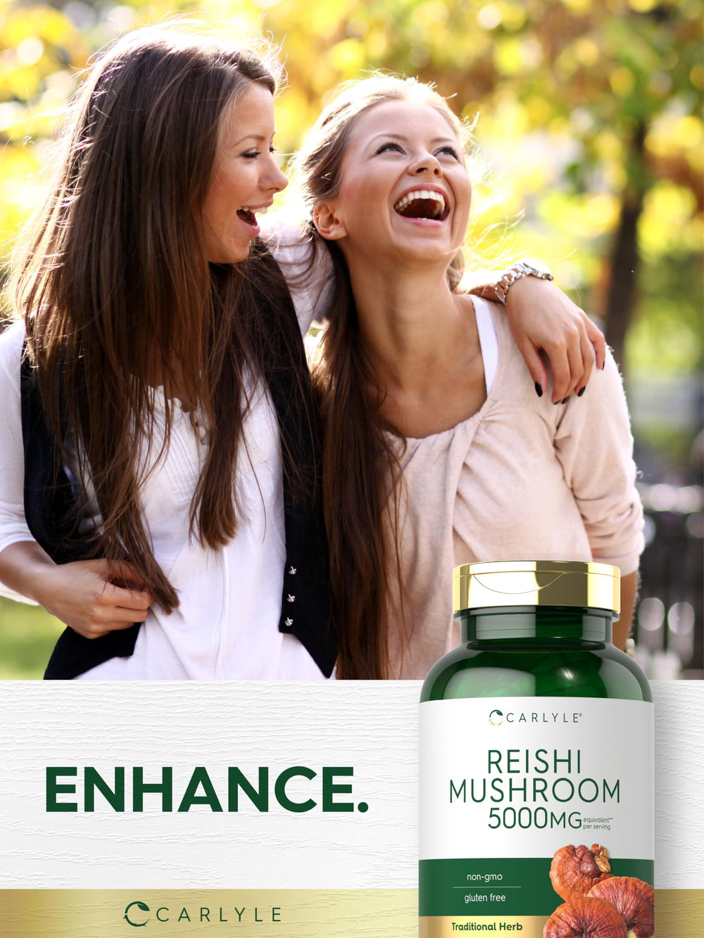 Carlyle Reishi lifestyle-shot implies simple routines for everyday wellness.