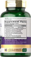 Carlyle Resveratrol bottle back shows Non-GMO and gluten-free claim