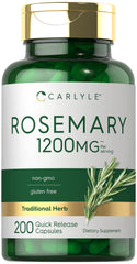 Carlyle Rosemary capsules bottle with label promoting daily wellness.
