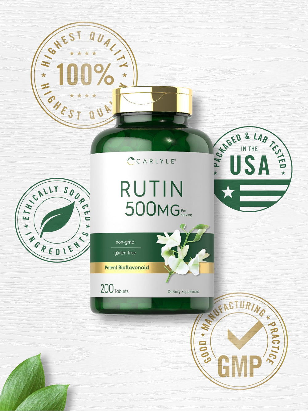 Lab-tested Carlyle Rutin ingredients scene conveying quality and trust.