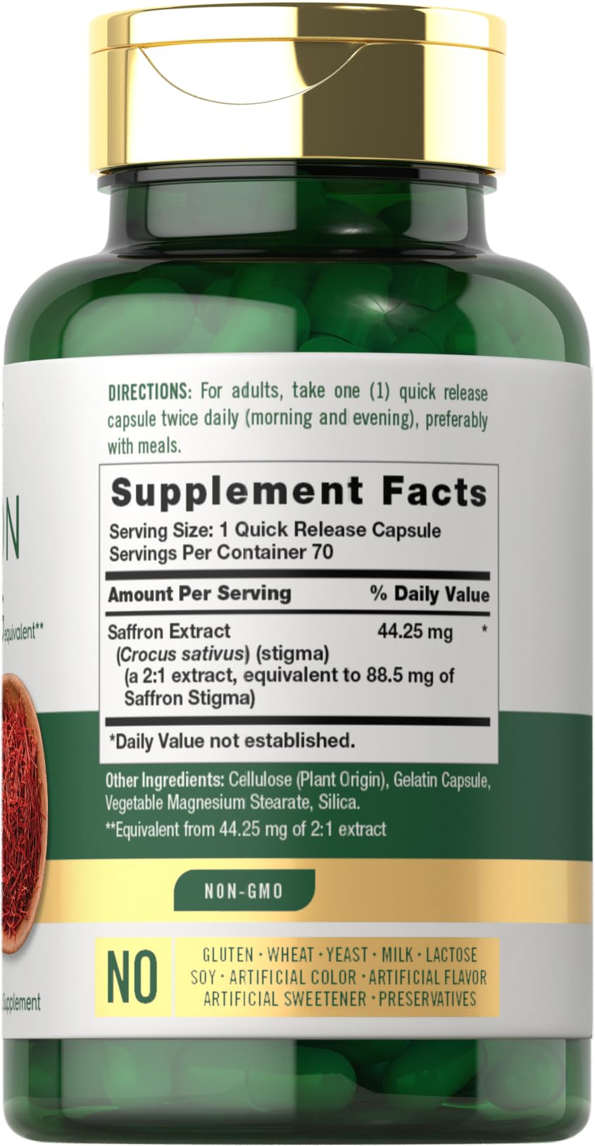 Carlyle Saffron Extract capsules neatly arranged for easy daily dosing.