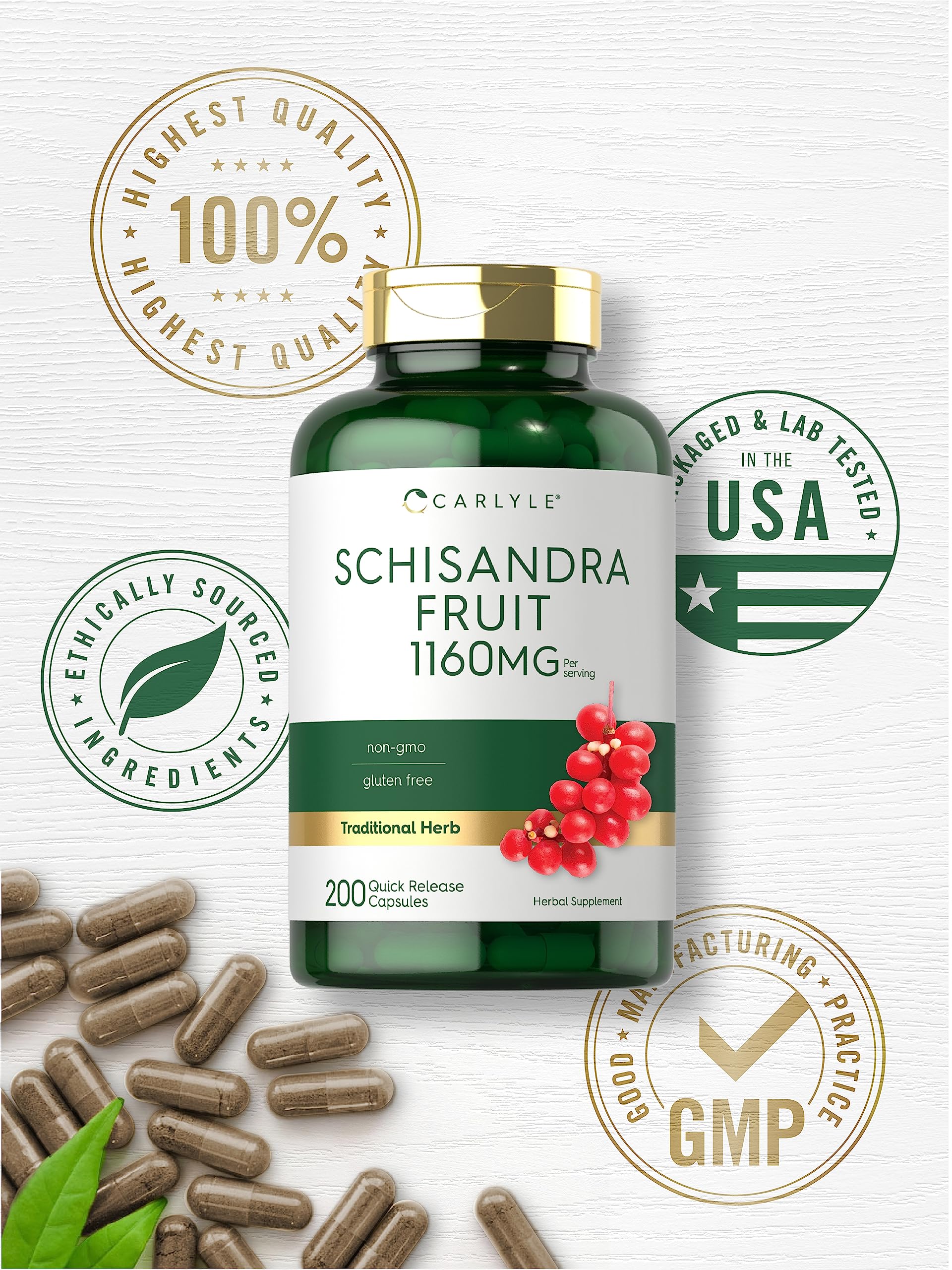 Carlyle Schisandra capsules in hand for on-the-go use