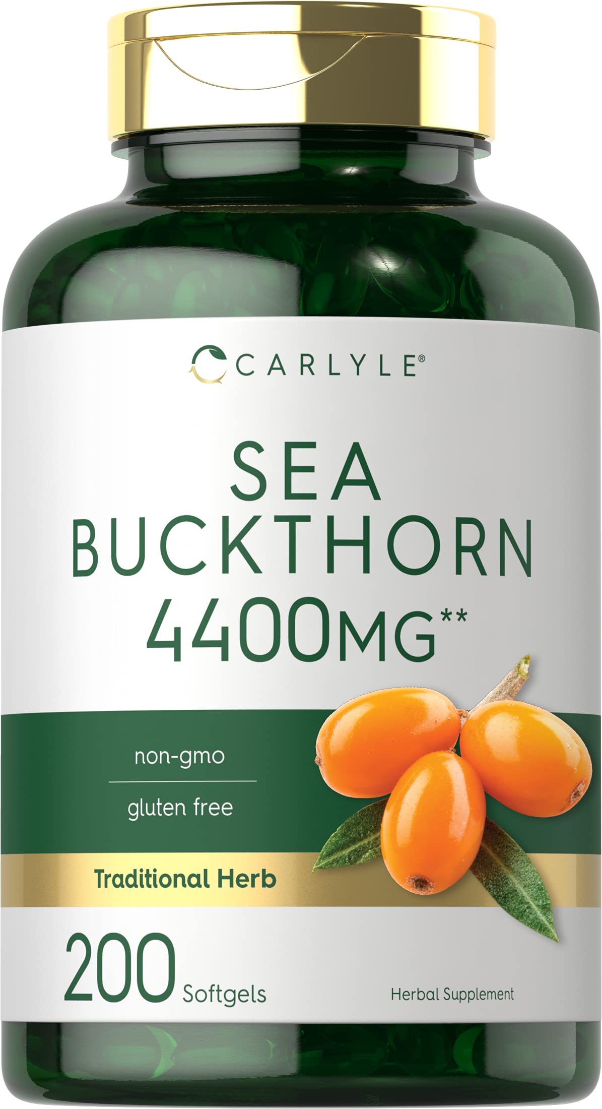 Carlyle Sea Buckthorn Oil Capsules packshot highlighting omega-rich daily wellness support.