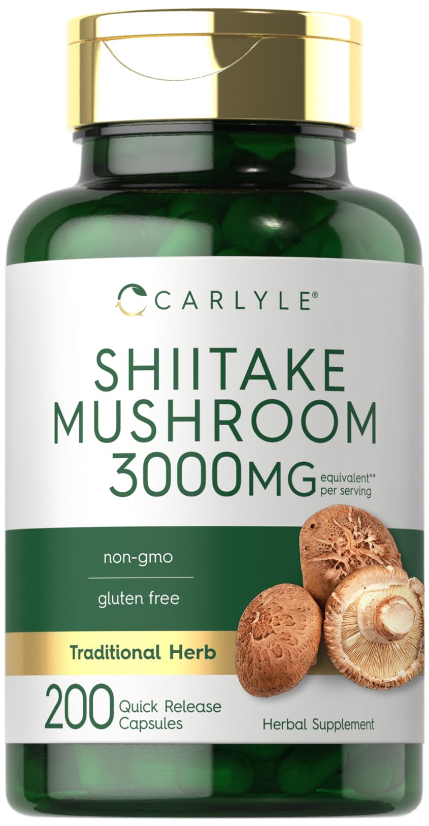 Carlyle Shiitake Extract bottle with capsules for convenient daily use.