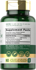 Carlyle Shiitake Extract capsules close-up highlighting high-potency per serving.