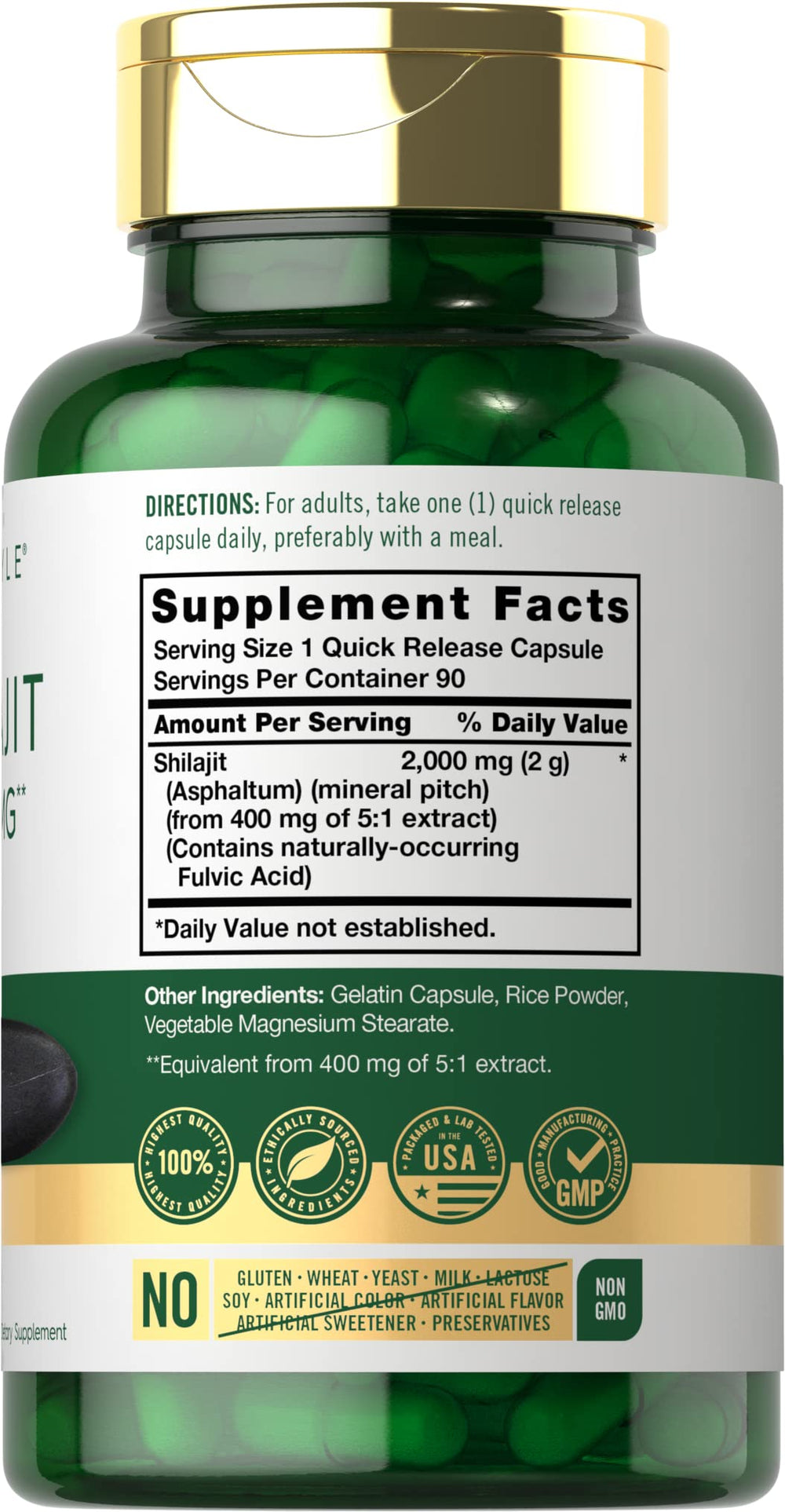 Carlyle Shilajit Capsules close-up highlights 2000 mg potency per capsule