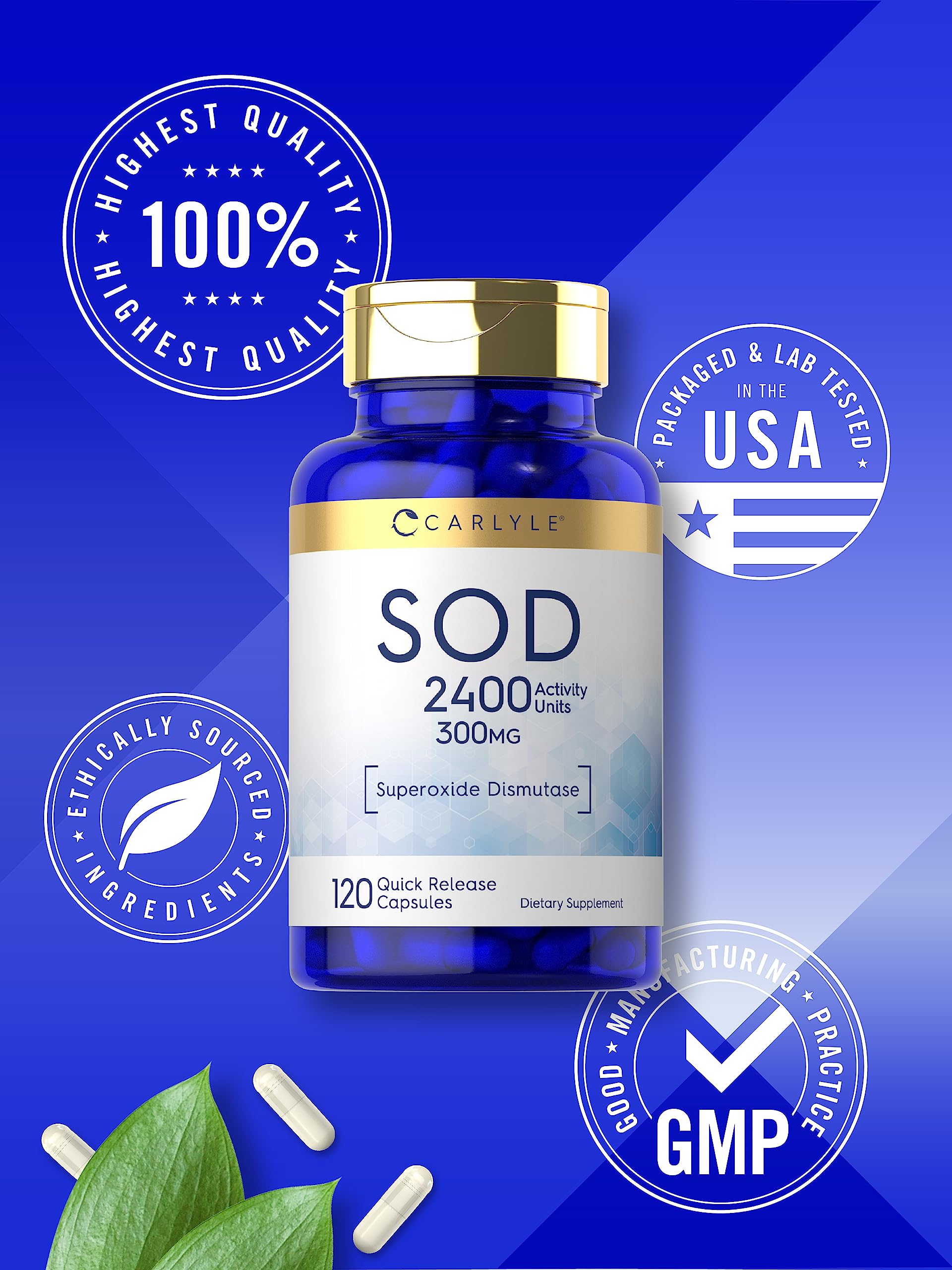 Carlyle S.O.D. label close-up showing gluten-free and non-GMO claims