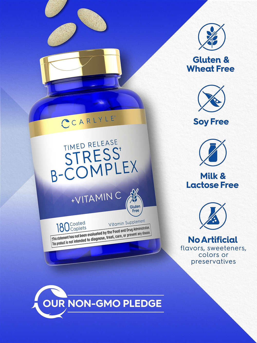 Carlyle Stress B-Complex ingredient-science visual emphasizing B-vitamins