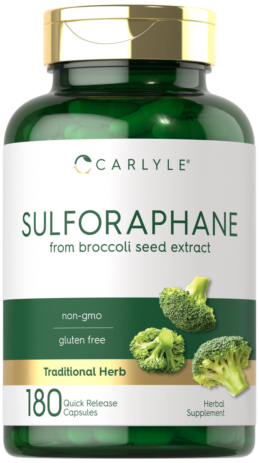 Carlyle Sulforaphane bottle front showing label and capsule count for daily wellness