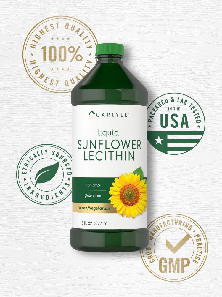 Carlyle Sunflower Lecithin Liquid pour texture, smooth liquid ideal for smoothies and recipes.