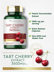 Close up of Carlyle Tart Cherry Extract capsules – convenient daily capsules.