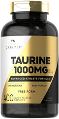 Carlyle Taurine 1000mg – 400 Capsules | Non-GMO & Gluten Free Amino Acid