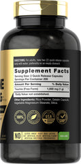 Carlyle Taurine 1000mg capsules closeup highlights easy-to-take supplement