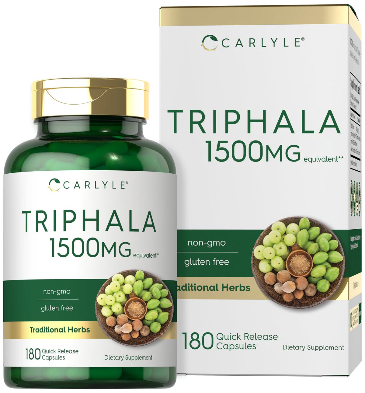 Carlyle Triphala capsules bottle on shelf supports easy daily routines.