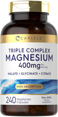 Carlyle Triple Magnesium Complex bottle with 400 mg capsules for daily balance.