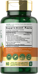 Carlyle Turmeric Curcumin bottle label close-up highlighting Bioperine for absorption
