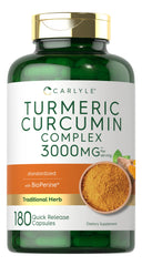 Carlyle Turmeric Curcumin bottle signals premium daily wellness support.