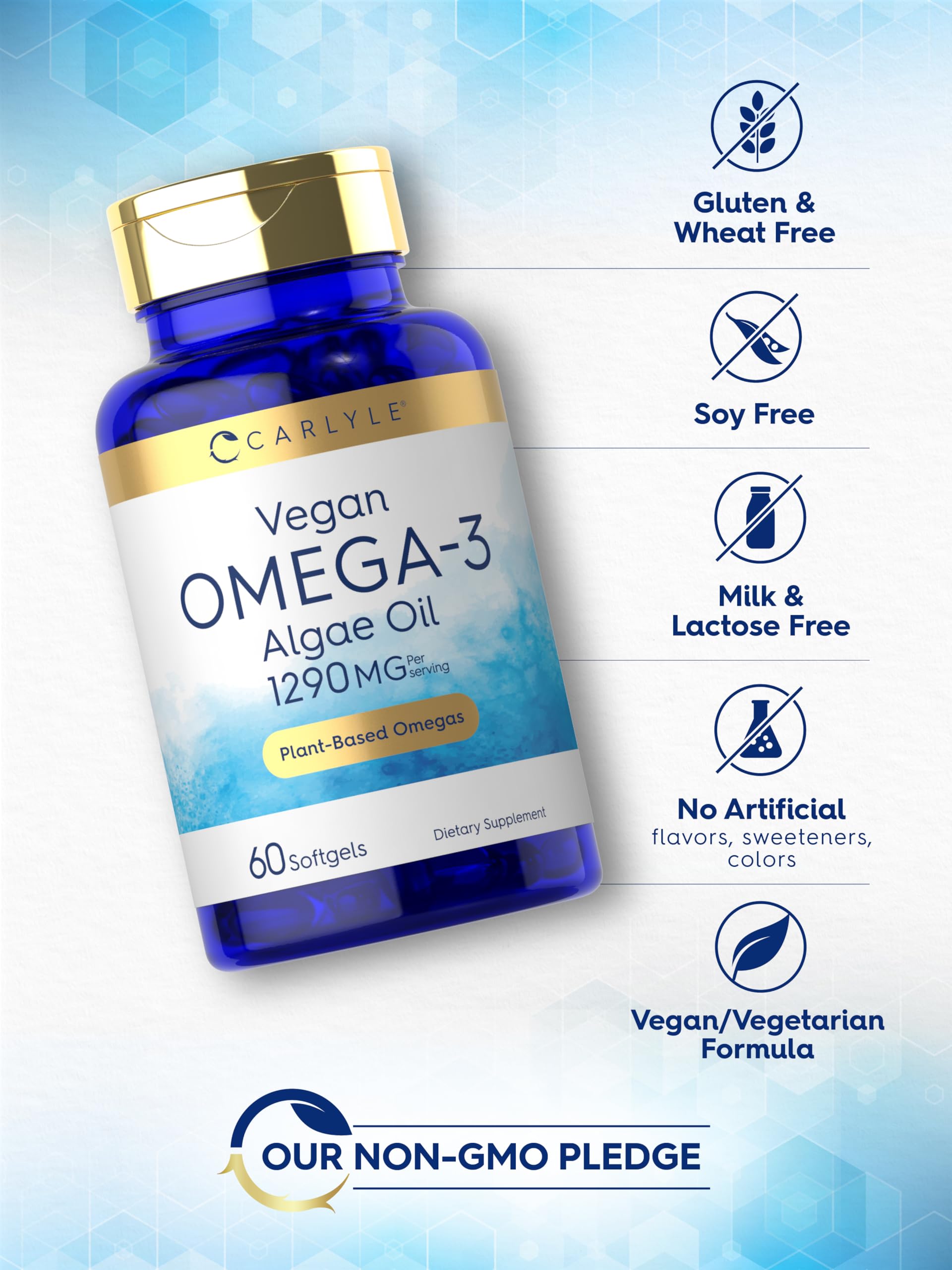 Carlyle Vegan Omega-3 from algae-oil source highlights sustainable DHA.