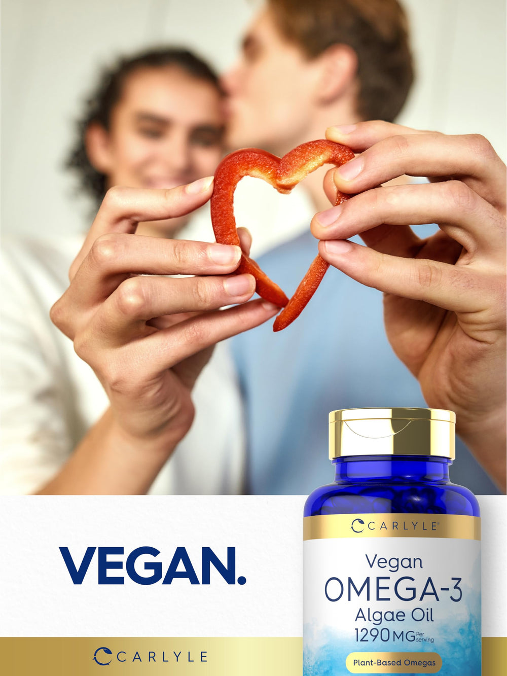 Carlyle Vegan Omega-3 label gluten-free affirms allergen-friendly formula.