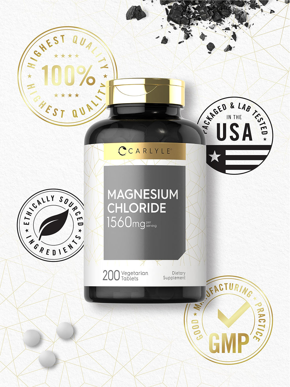 Carlyle vegetarian tablets packaging emphasizes gluten-free and non-GMO formula.