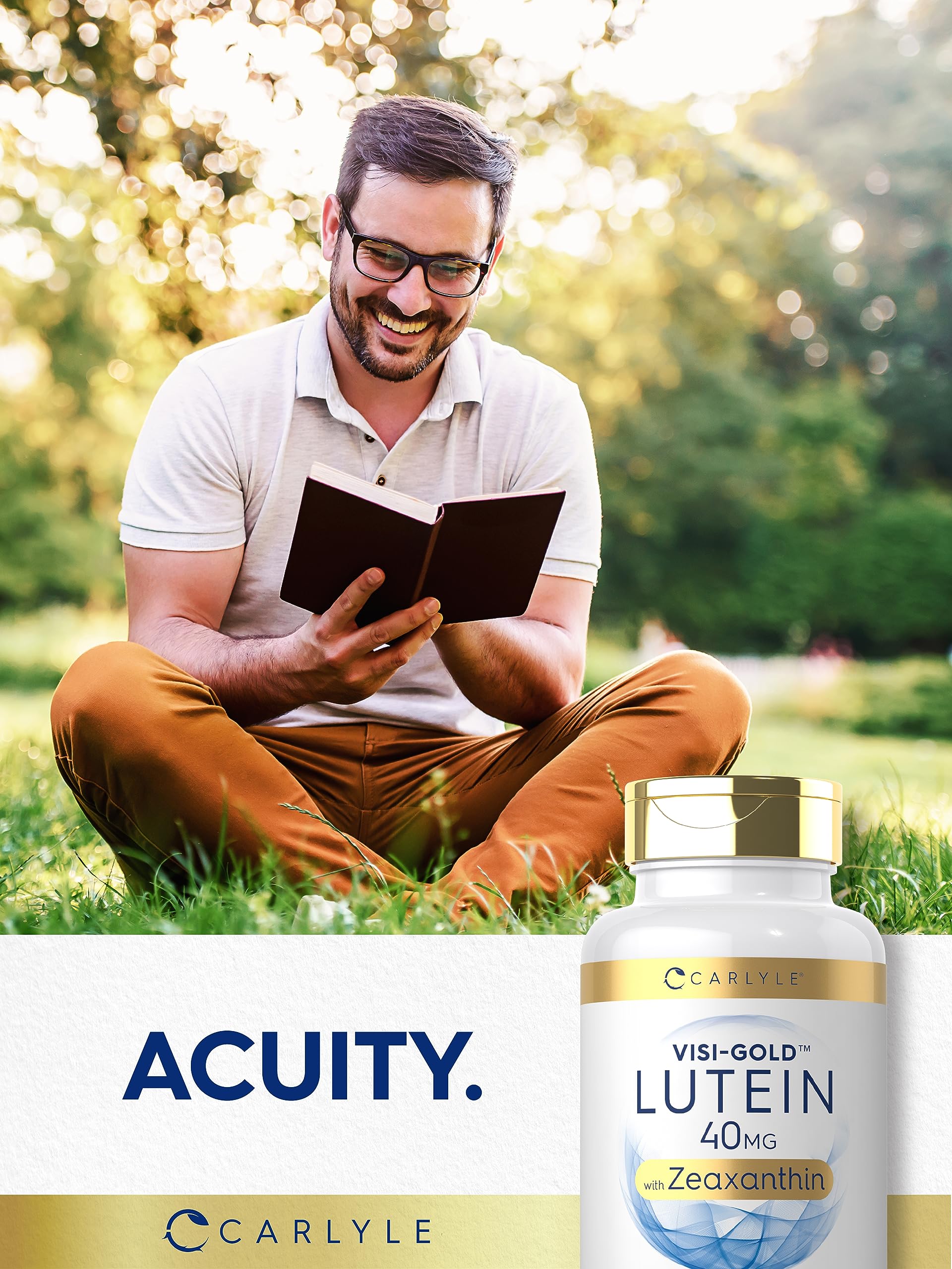 Carlyle Visi-Gold softgels in daily serving for eye comfort.