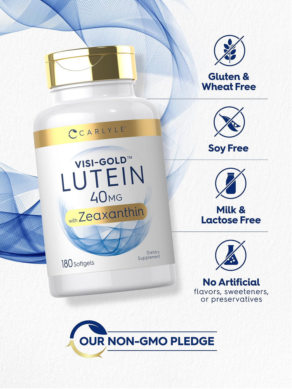 Carlyle Visi-Gold ingredient list showcases natural, gluten-free formula.