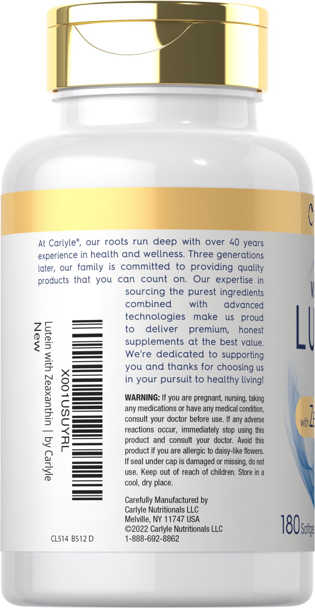 Carlyle Visi-Gold label design communicates premium, non-GMO wellness.
