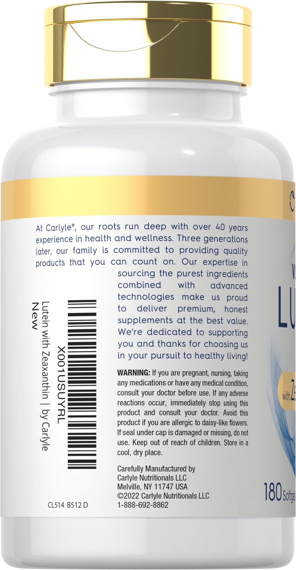 Carlyle Visi-Gold label design communicates premium, non-GMO wellness.