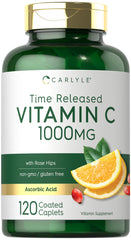 Carlyle Vitamin C 1000mg timed-release bottle shown for daily use