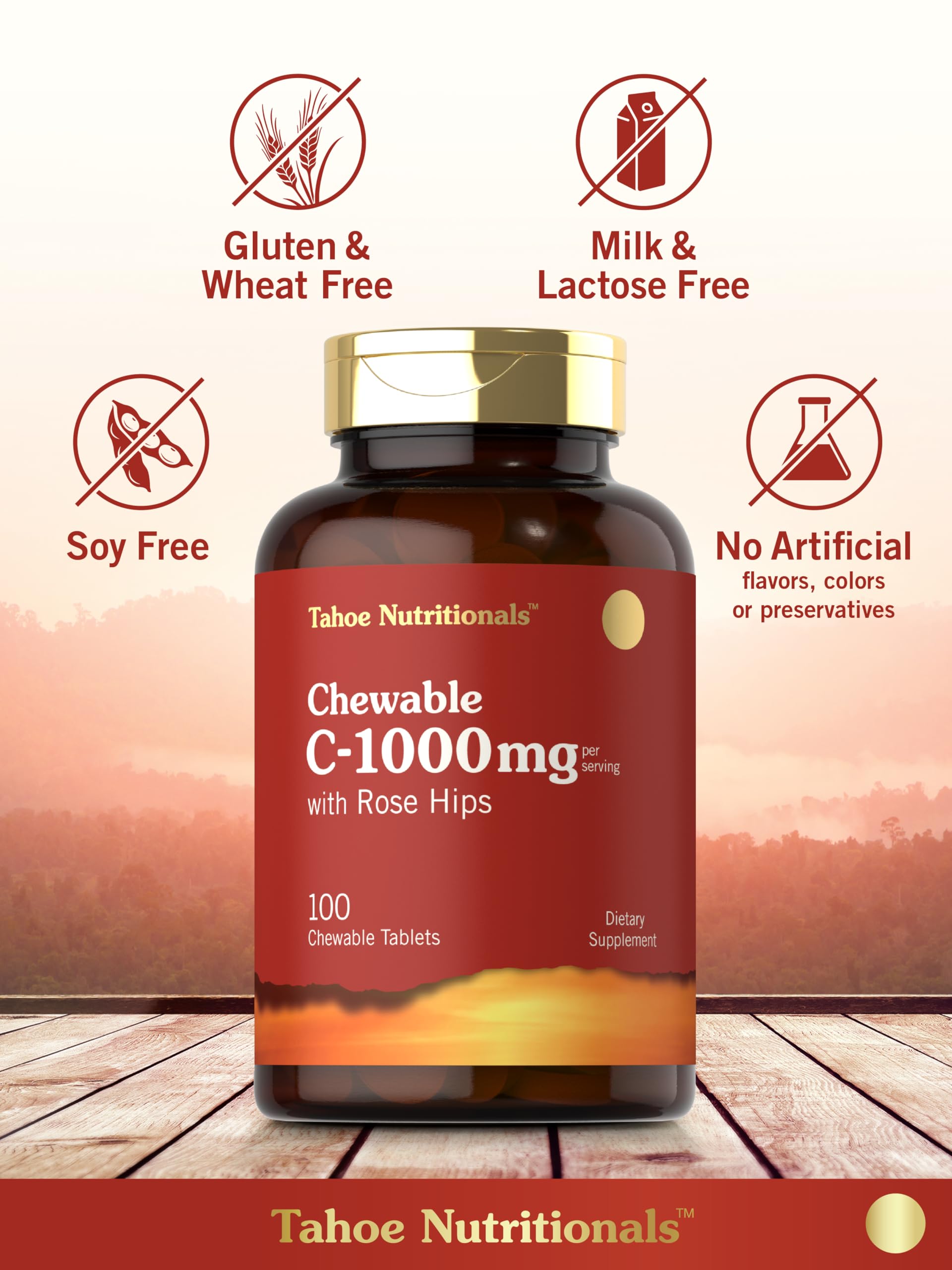 Carlyle Vitamina C Chewables: hipos de rosa fortalecen la fórmula vegetariana.