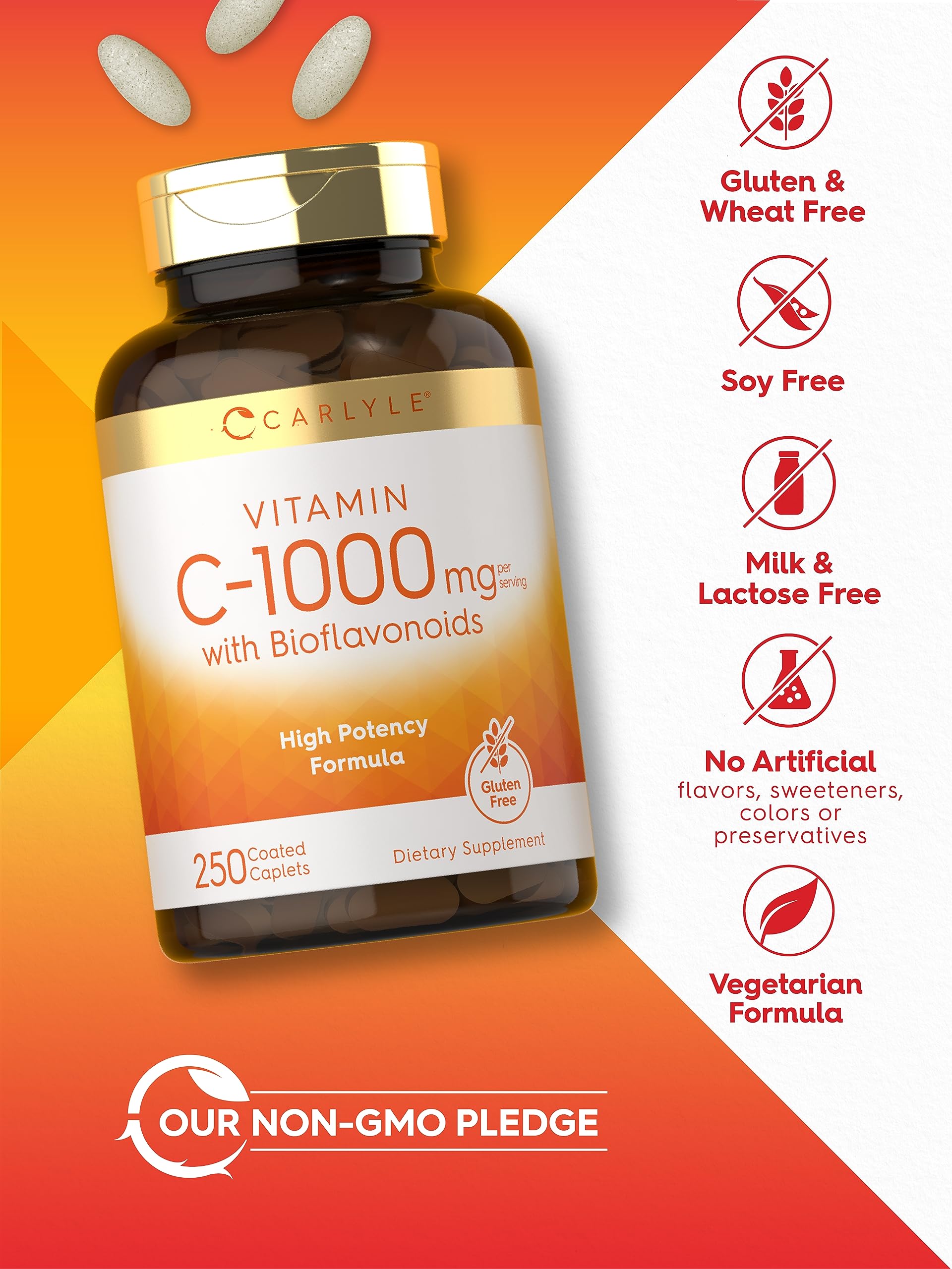 Vegetarian Carlyle Vitamin C formula with bioflavonoids and rose hips
