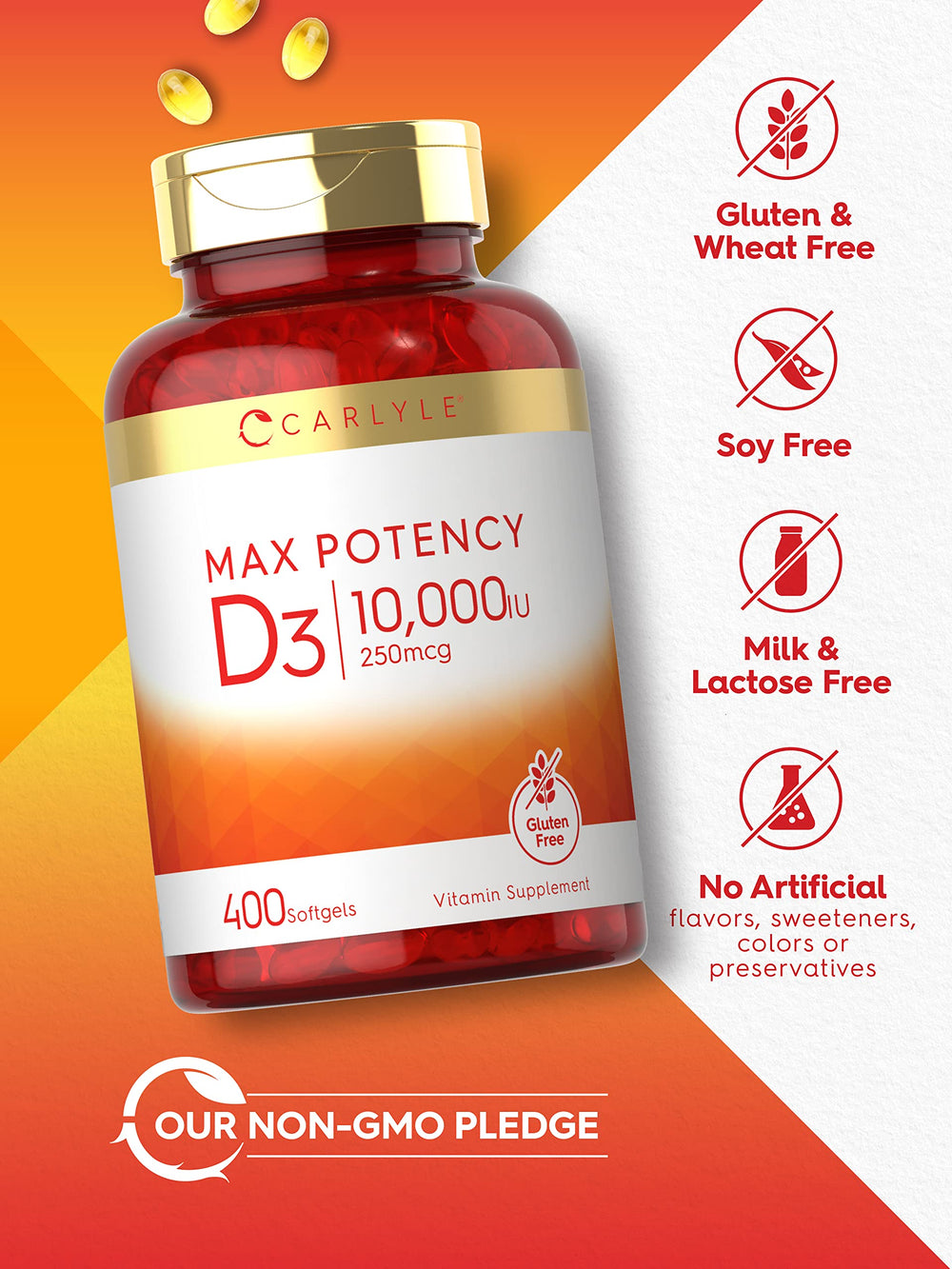 Serving with a spoon demonstrates Carlyle Vitamin D3 softgels in daily routine