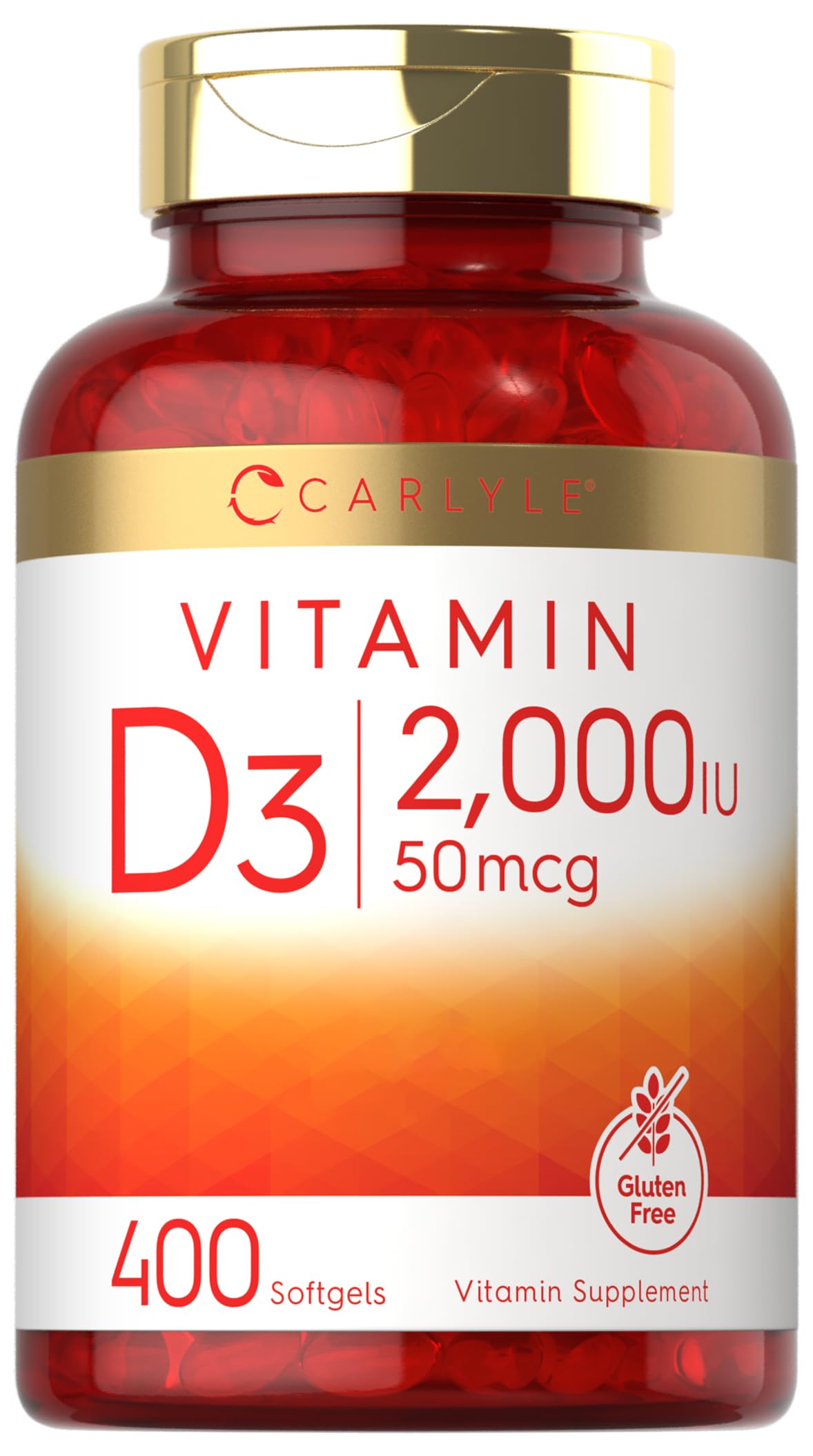 Carlyle Vitamin D3 2000IU softgels bottle for daily wellness