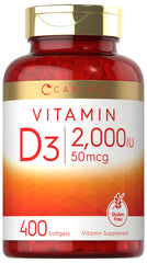 Carlyle Vitamin D3 2000IU softgels bottle for daily wellness