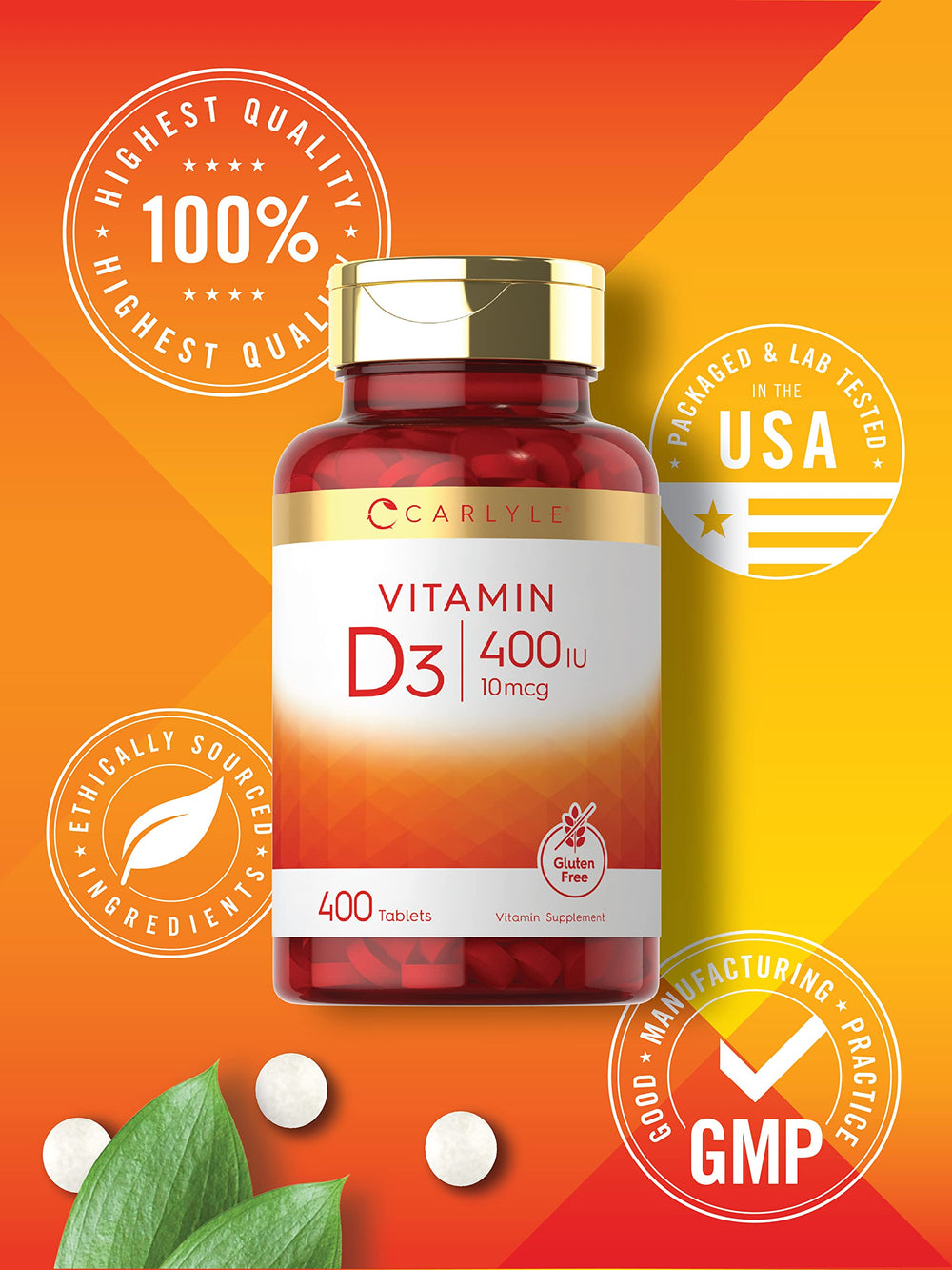 Carlyle Vitamin D3 bottle shown on daily supplement checklist.