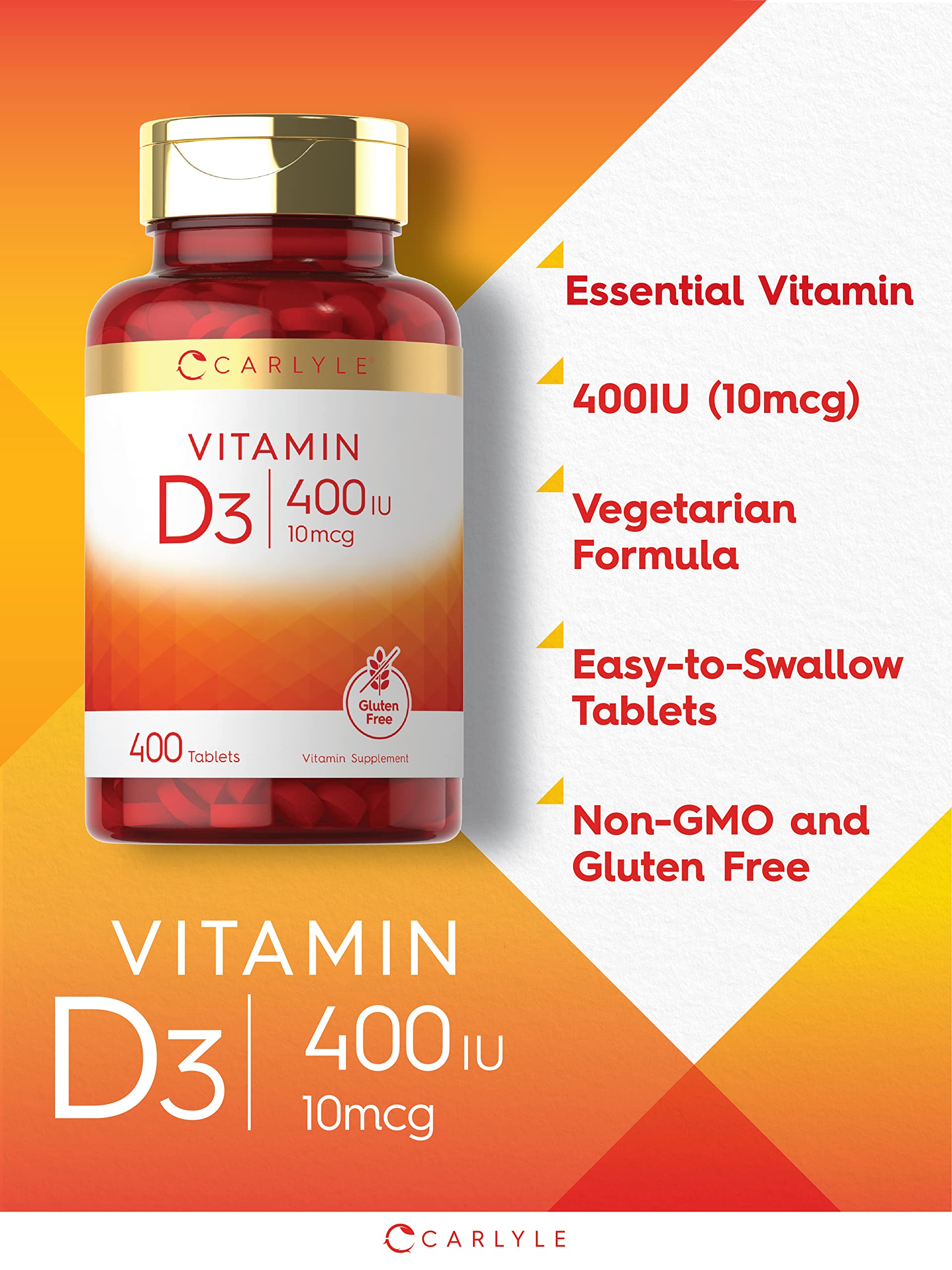 Carlyle Vitamin D3 tablets are vegetarian and easy to swallow.