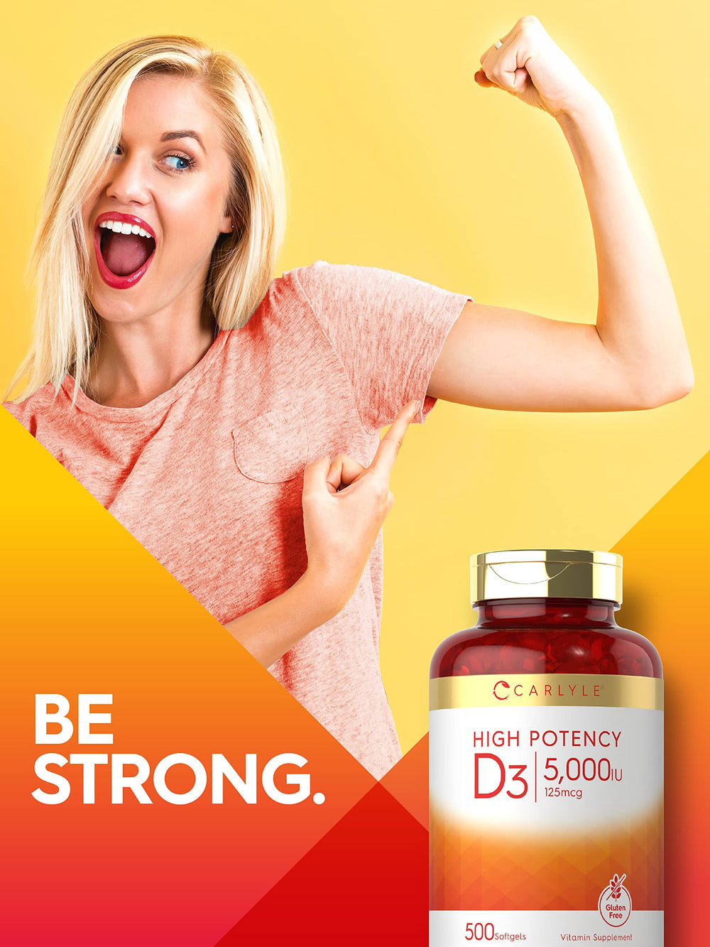 Carlyle Vitamin D3 lab-tested packaging conveys trusted quality.