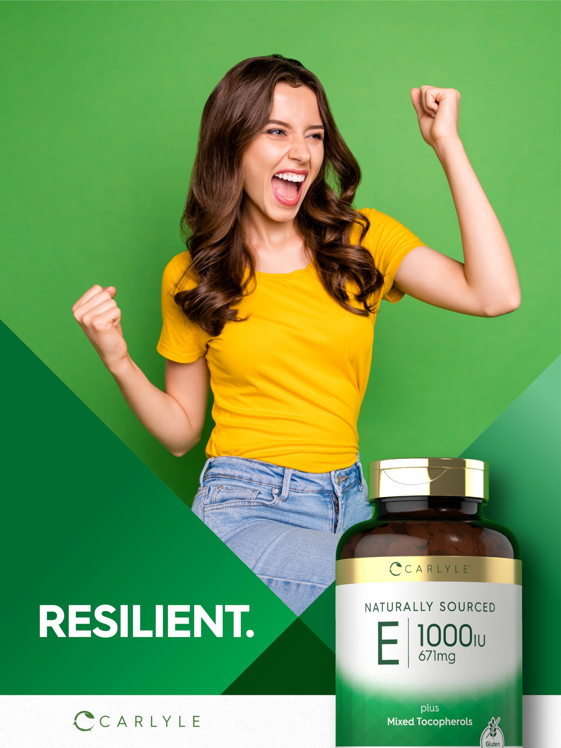 Carlyle Vitamin E 1000 IU softgel daily use scene shows convenient intake.