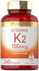 Carlyle Vitamin K2 100 mcg bottle front view highlights daily use