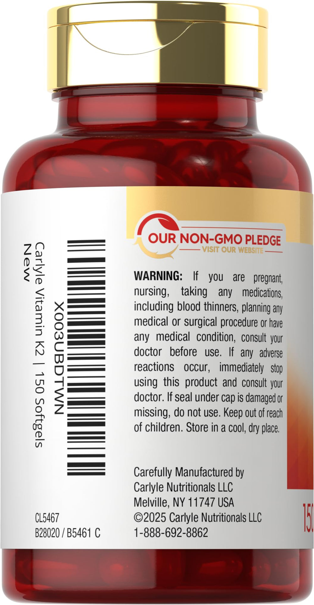 Bottle label detail highlighting non-GMO and gluten-free formulation