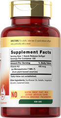 Closeup of Carlyle K2 MK7 softgels showing quick-release capsule design