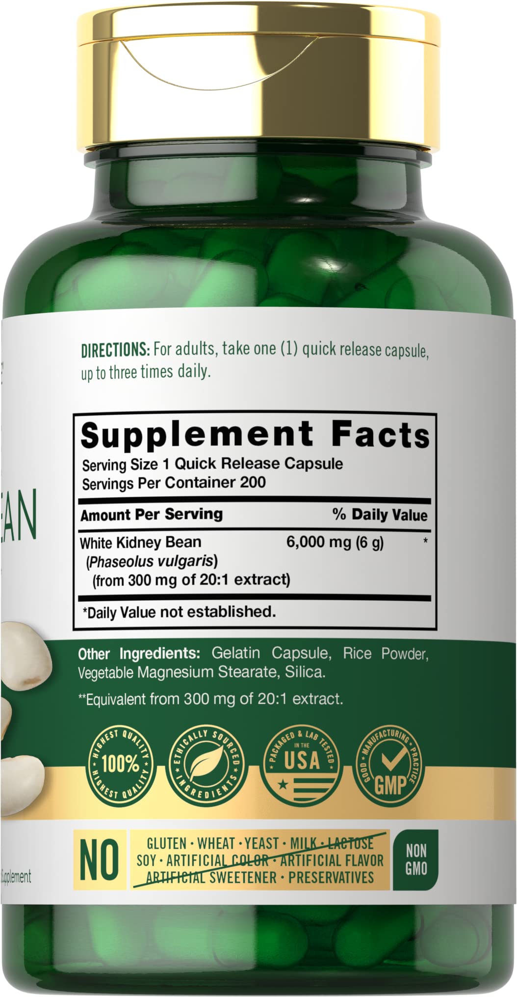 Carlyle White Kidney Bean capsules, highlighting high potency for daily use.