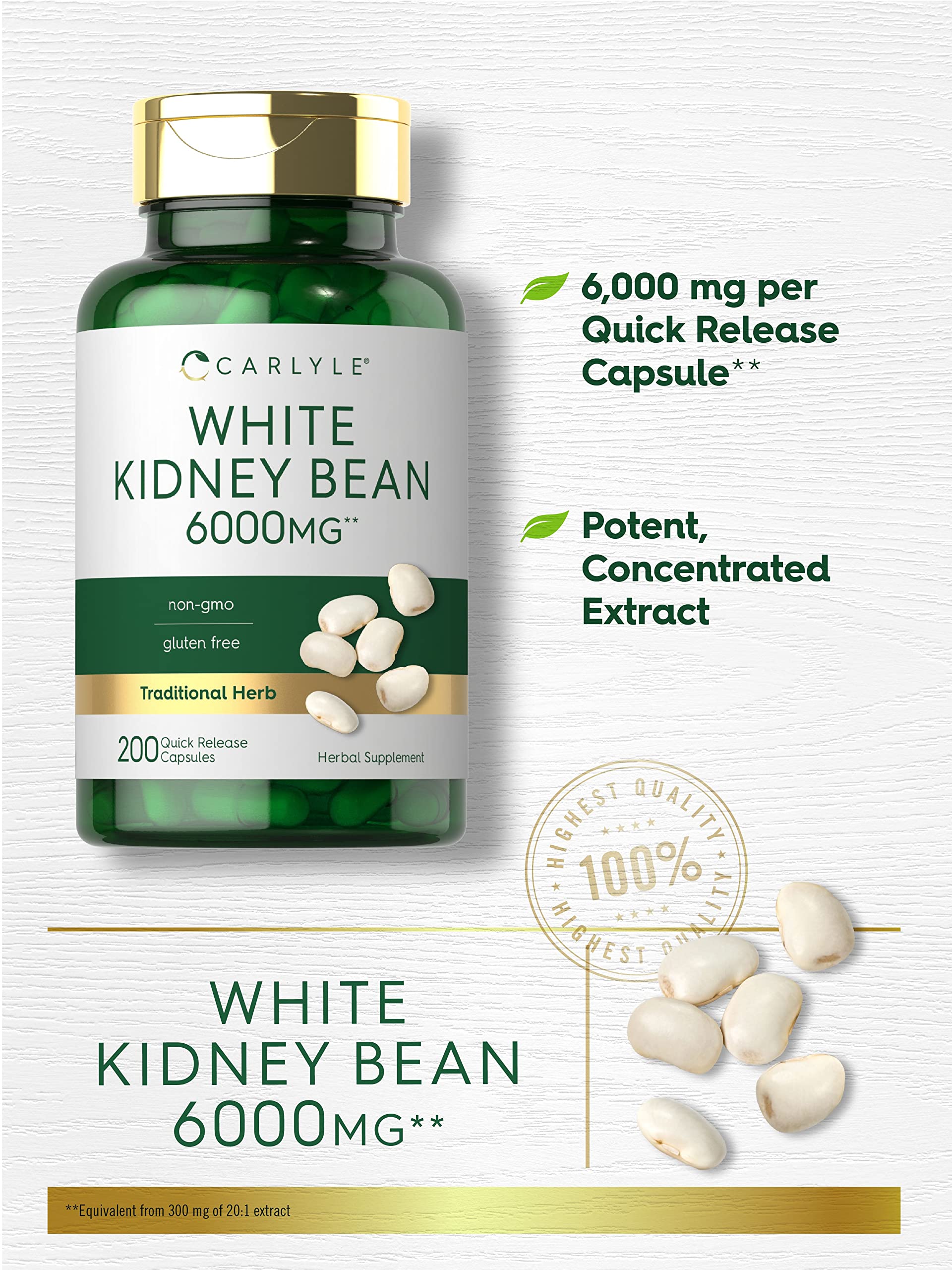 Carlyle White Kidney Bean label shows non-GMO and gluten-free formulation.